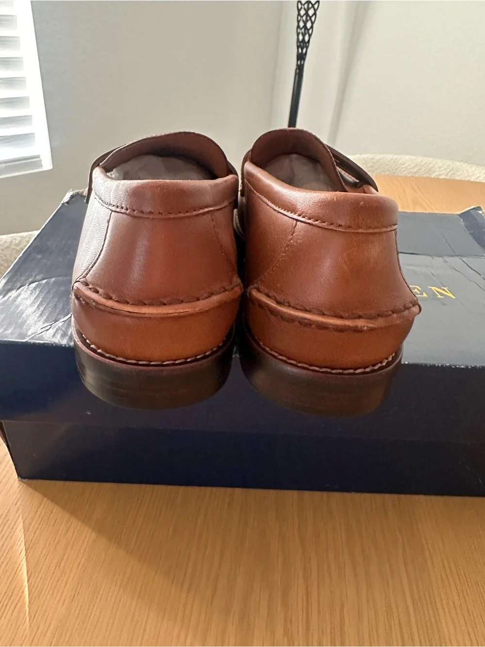 Halston Heritage Men's Cognac Leather Penny Loafers